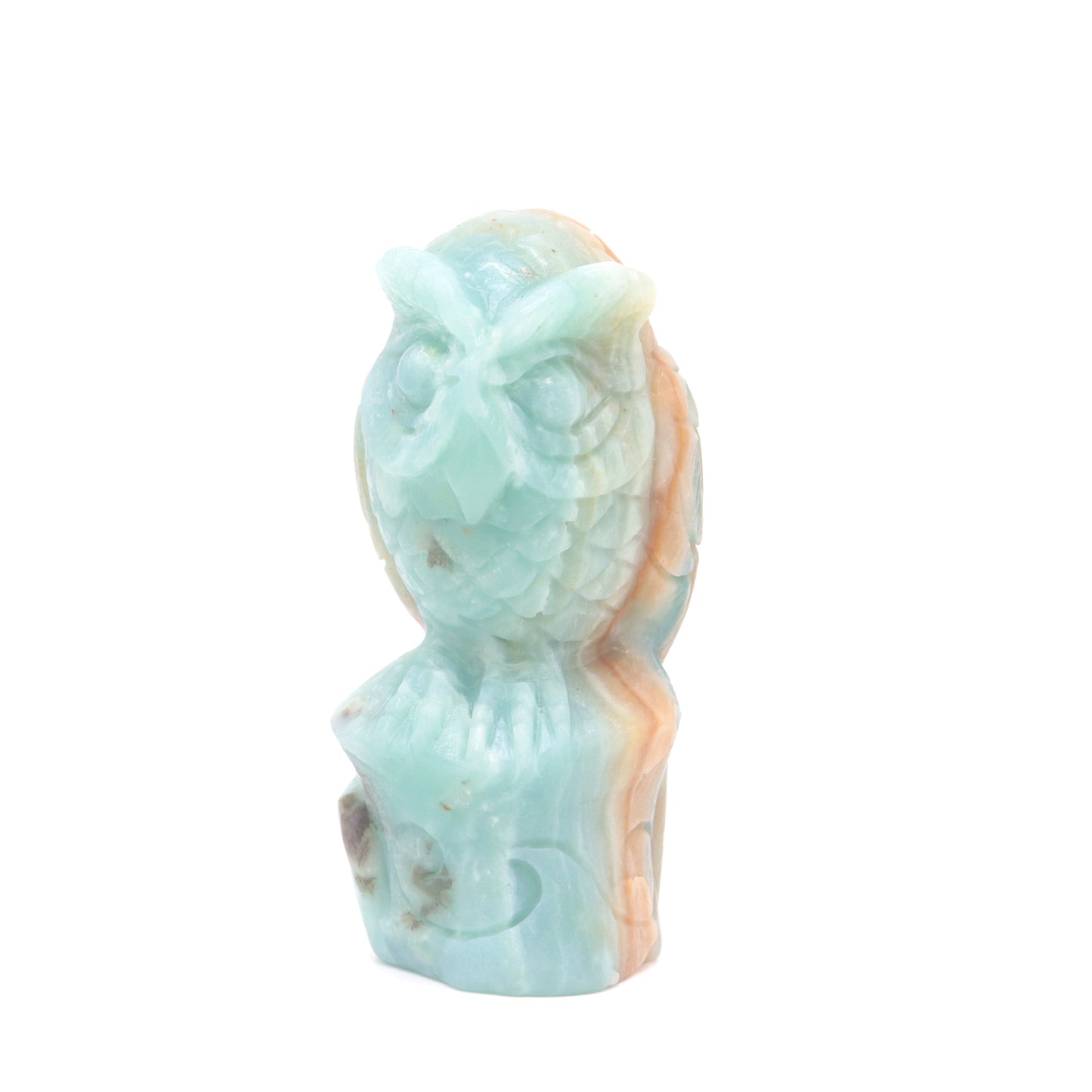 4.5" HandCarved Amazonite Crystal Owl Caribbean Calcite Quartz Reiki Decorate Gift