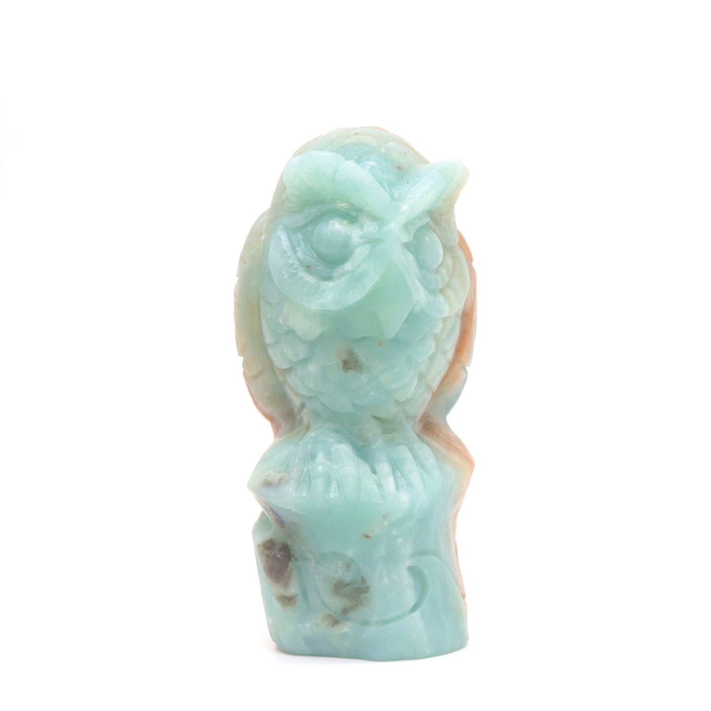 4.5" HandCarved Amazonite Crystal Owl Caribbean Calcite Quartz Reiki Decorate Gift