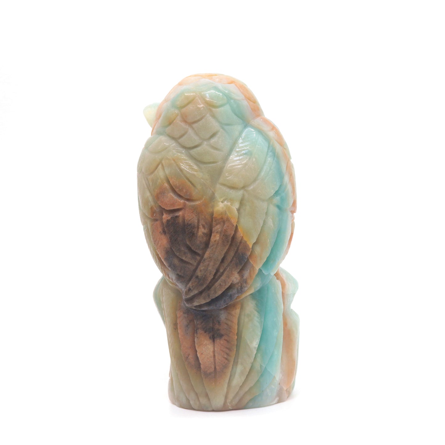 4.5" HandCarved Amazonite Crystal Owl Caribbean Calcite Quartz Reiki Decorate Gift