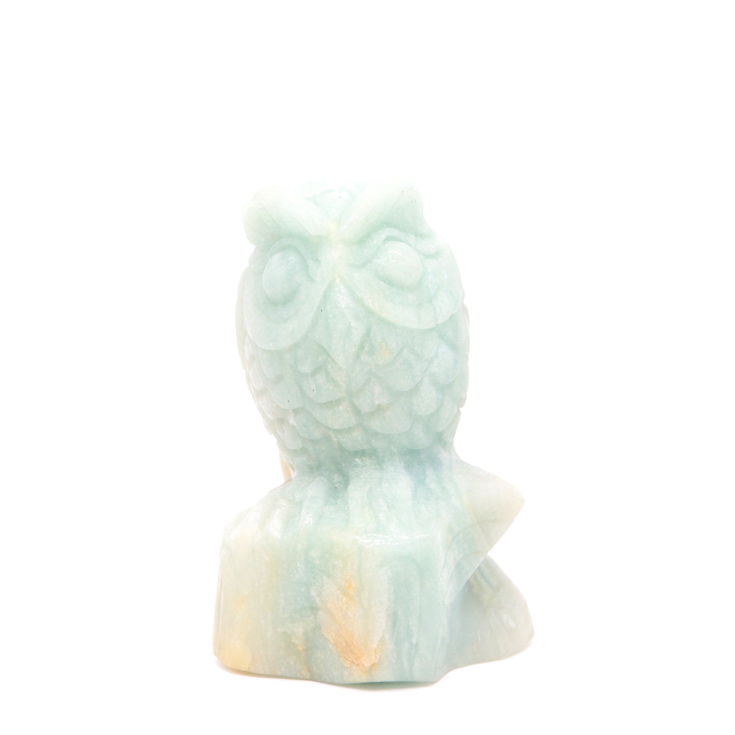 3.8" HandCarved Amazonite Crystal Owl Caribbean Calcite Quartz Reiki Decorate Gift