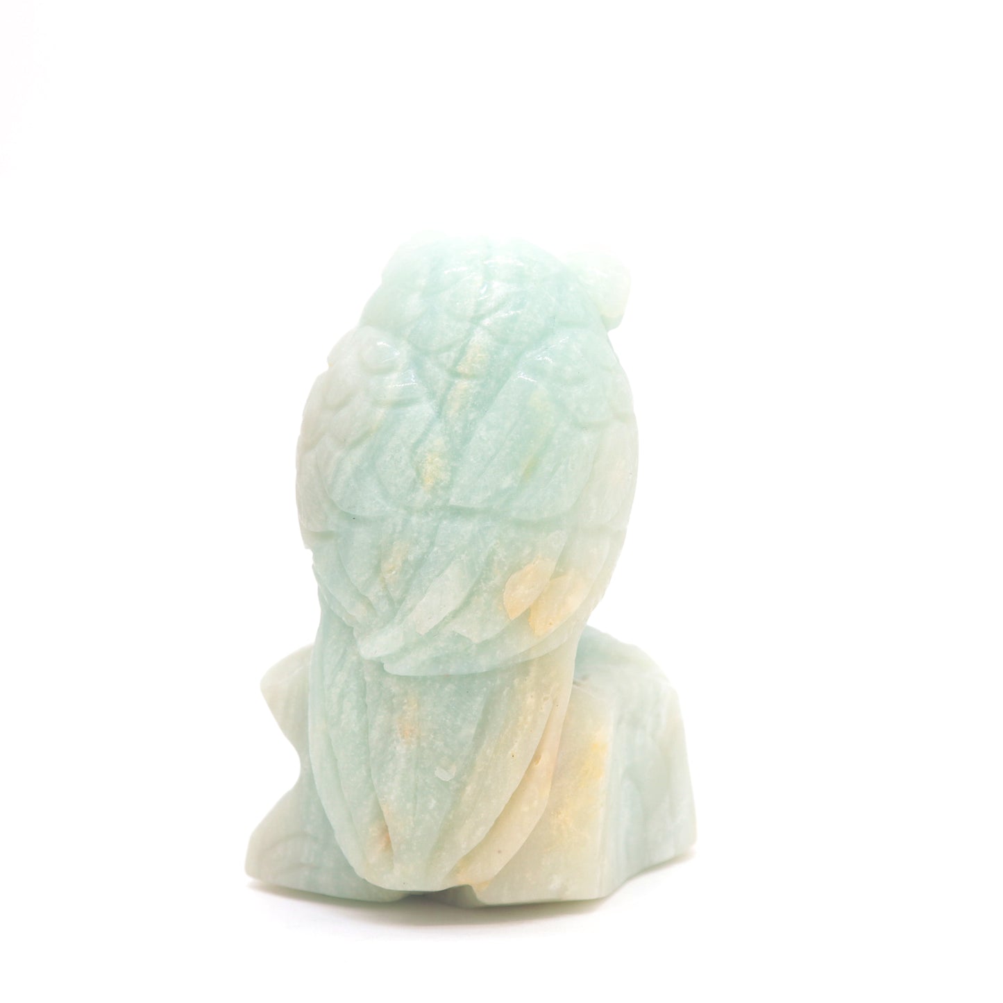 3.8" HandCarved Amazonite Crystal Owl Caribbean Calcite Quartz Reiki Decorate Gift
