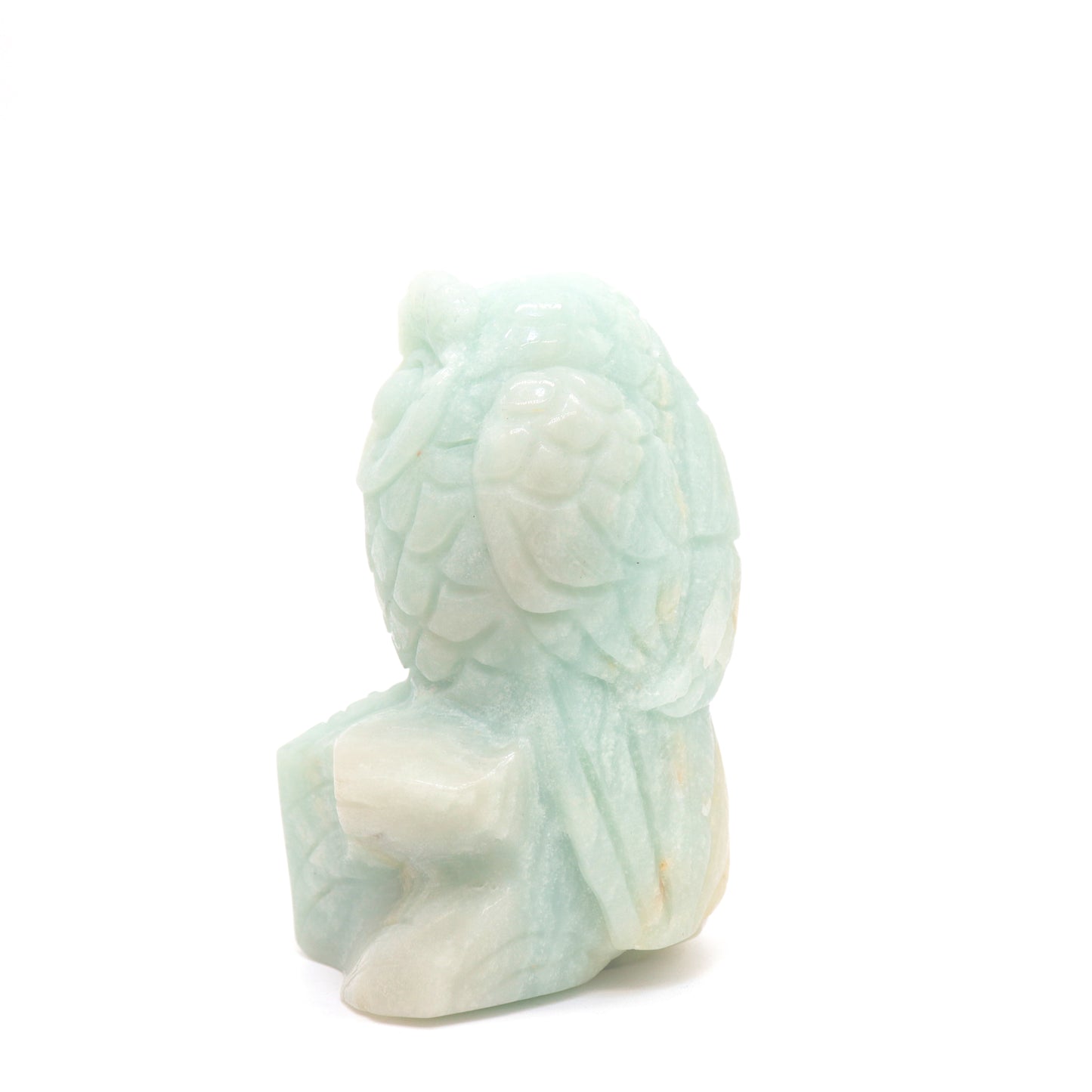 3.8" HandCarved Amazonite Crystal Owl Caribbean Calcite Quartz Reiki Decorate Gift