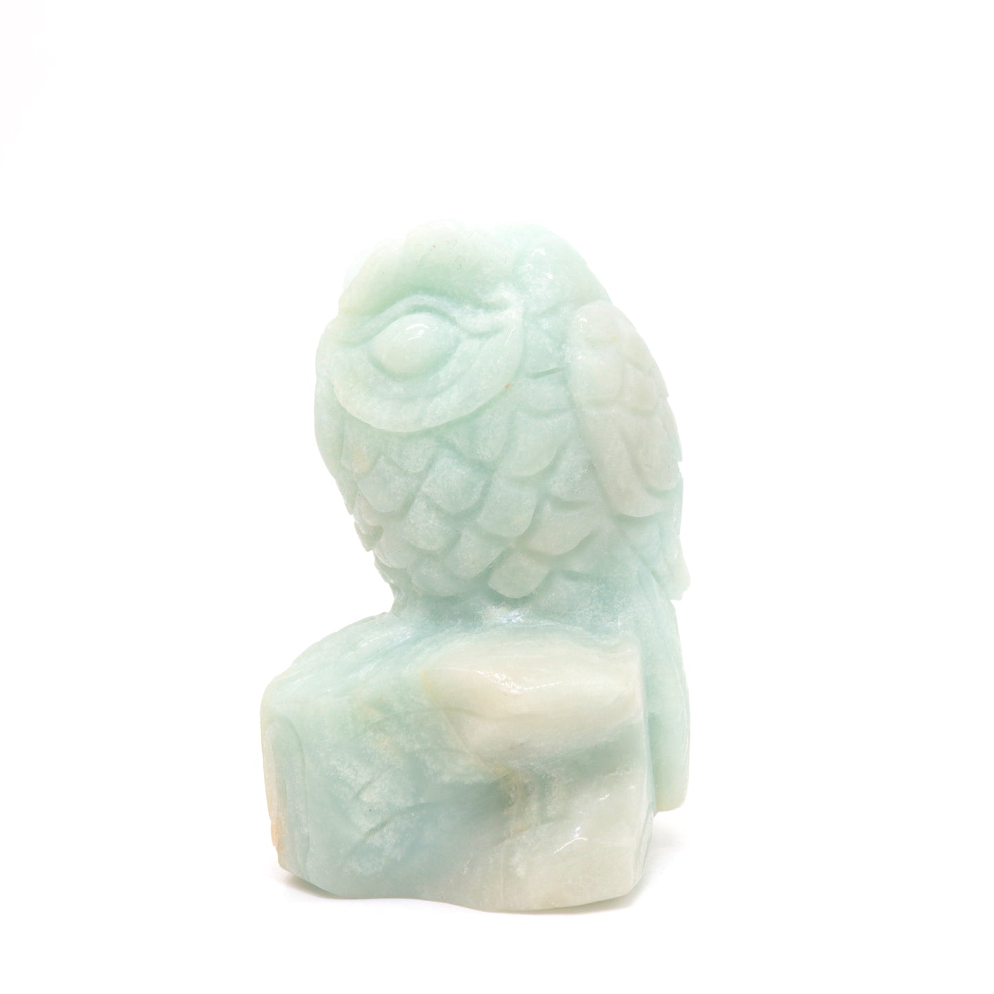 3.8" HandCarved Amazonite Crystal Owl Caribbean Calcite Quartz Reiki Decorate Gift