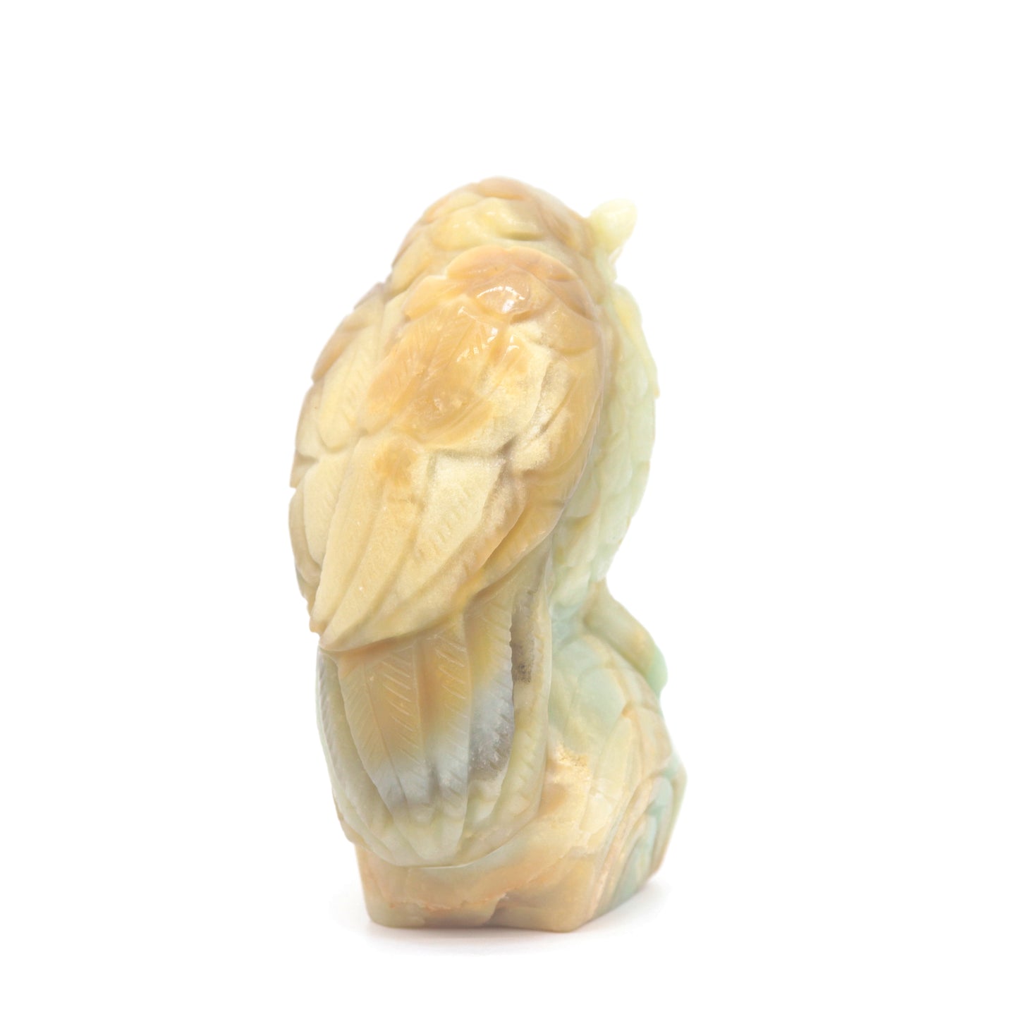 4.1" HandCarved Amazonite Crystal Owl Caribbean Calcite Quartz Gift