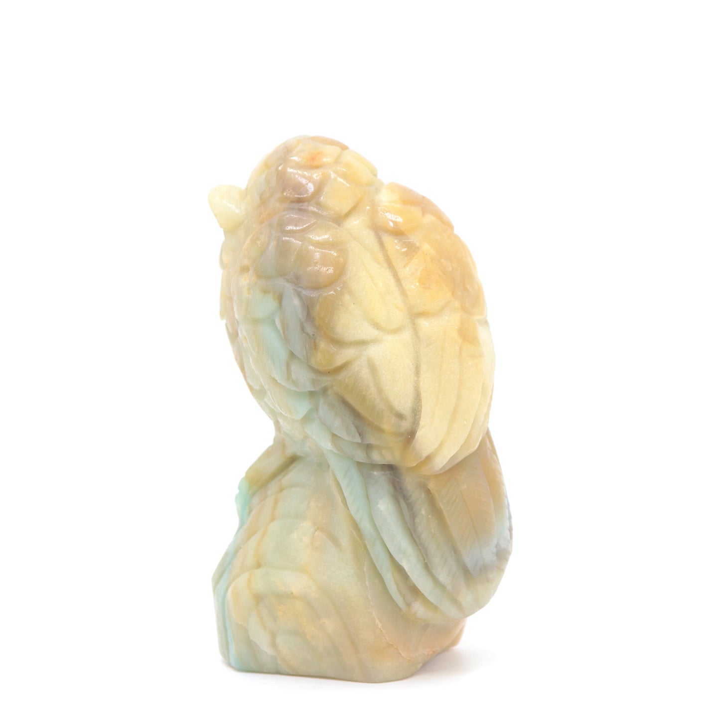 4.1" HandCarved Amazonite Crystal Owl Caribbean Calcite Quartz Gift