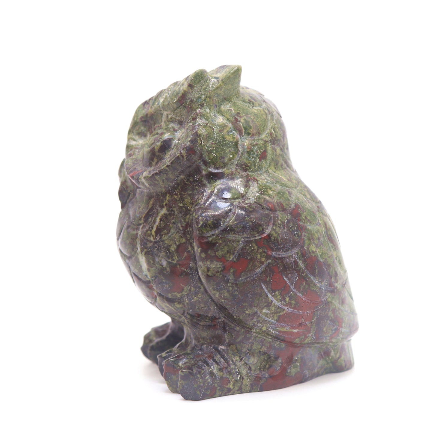 3.9" HandCarved Dragon Blood Stone Owl Crystal Healing Quartz Reiki Decorate Gift