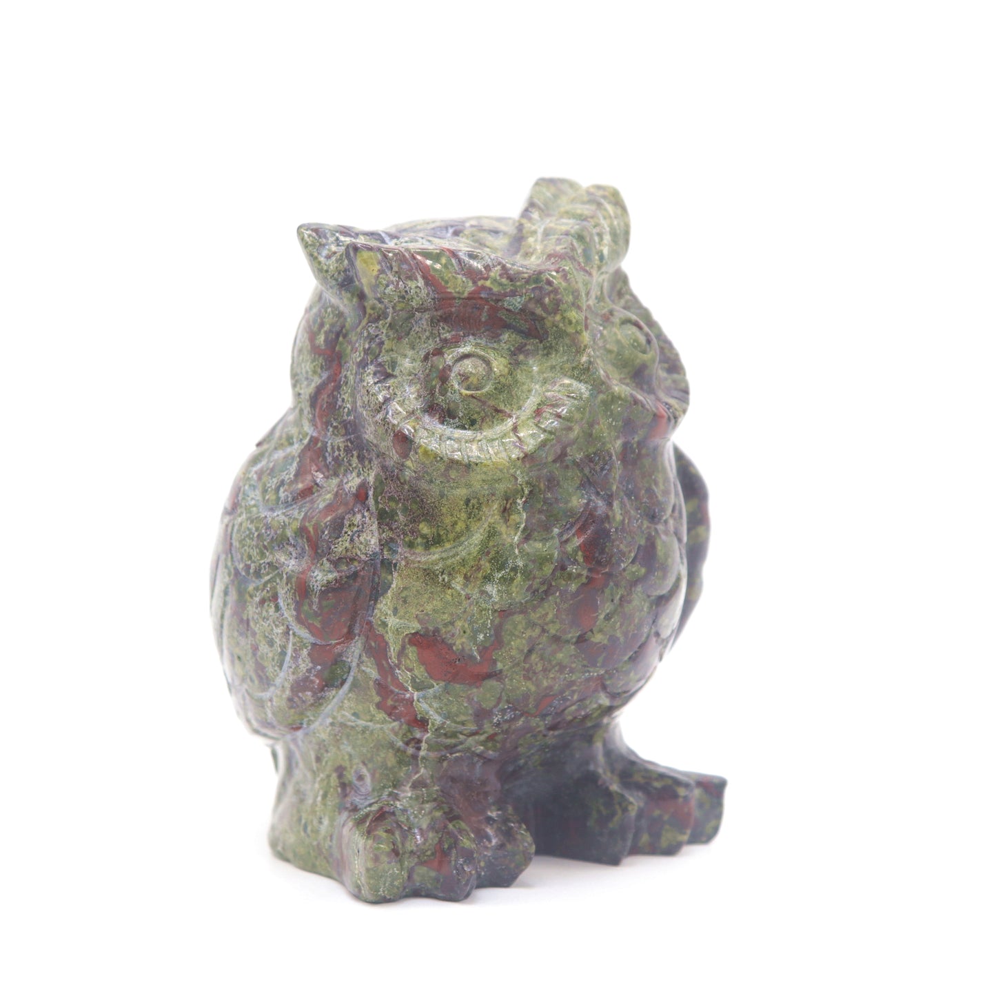 3.9" HandCarved Dragon Blood Stone Owl Crystal Healing Quartz Reiki Decorate Gift