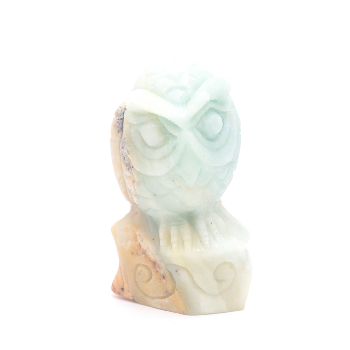 4.7" HandCarved Amazonite Owl Caribbean Calcite Crystal Healing Quartz Reiki Decorate Gift