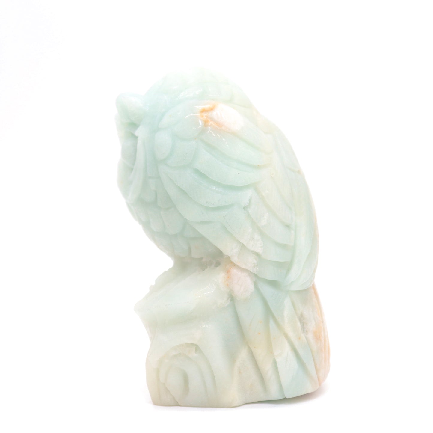 4.7" HandCarved Amazonite Owl Caribbean Calcite Crystal Healing Quartz Reiki Decorate Gift