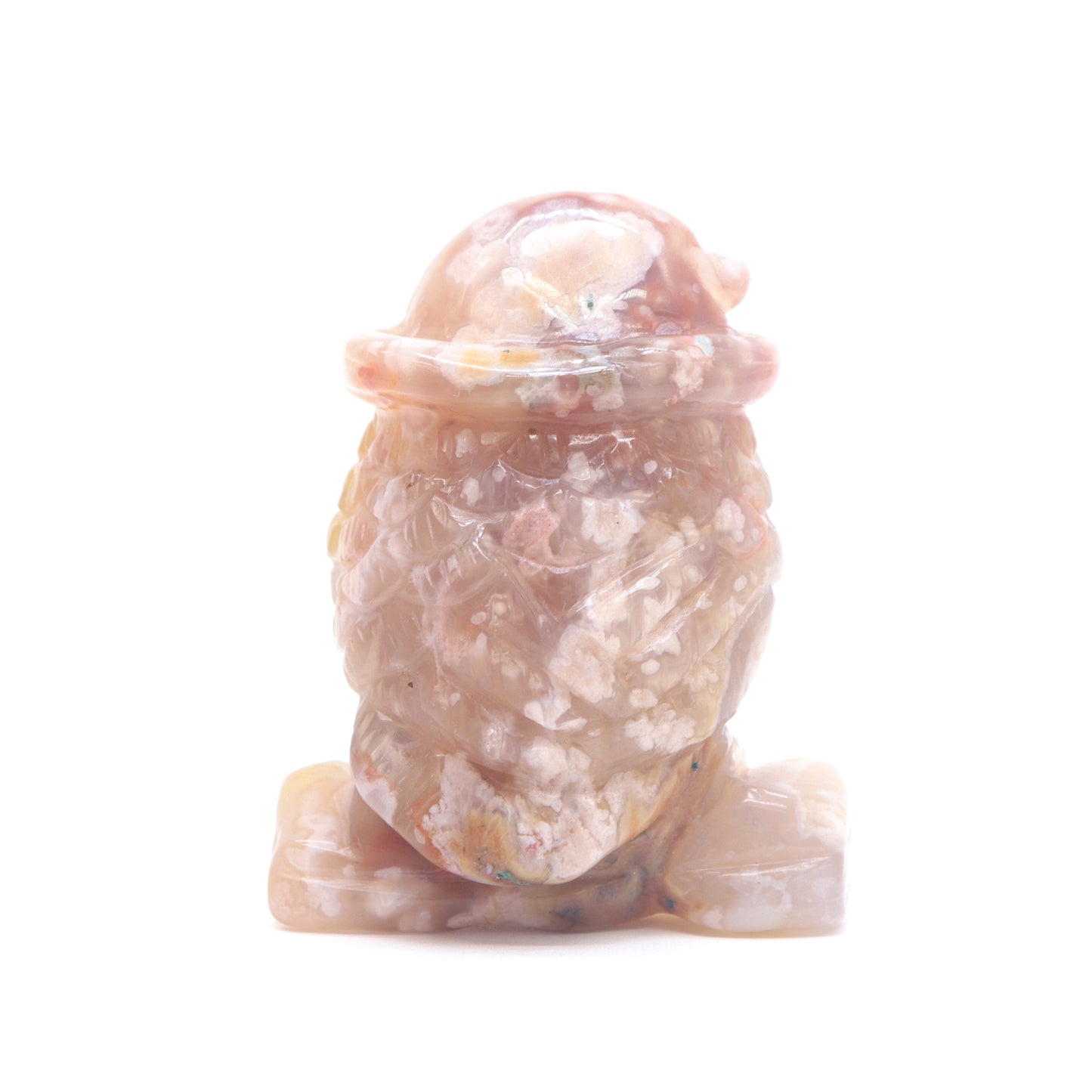 2.6" HandCarved Flower Agate Owl Crystal Healing Quartz Reiki Decorate Gift