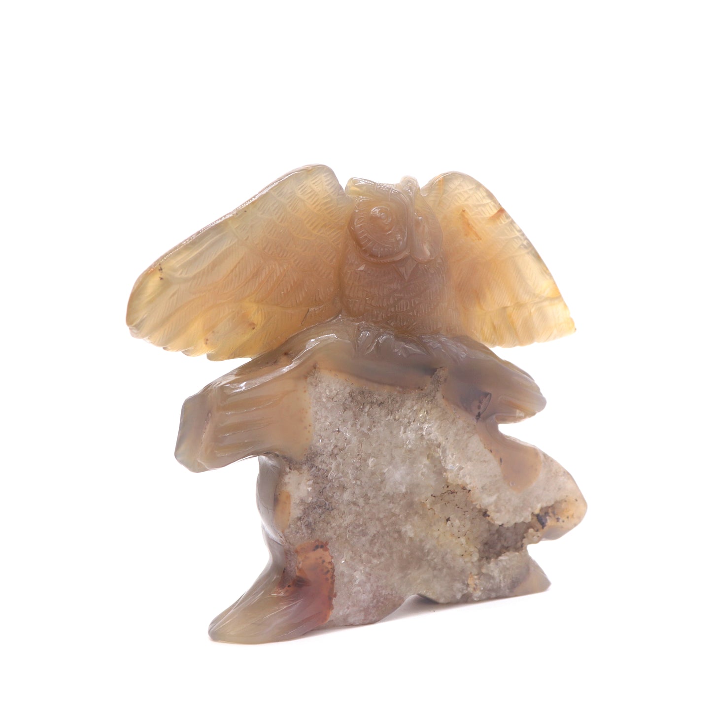 6.5" HandCarved Druzy Agate Crystal Owl Quartz Reiki Decorate Gift