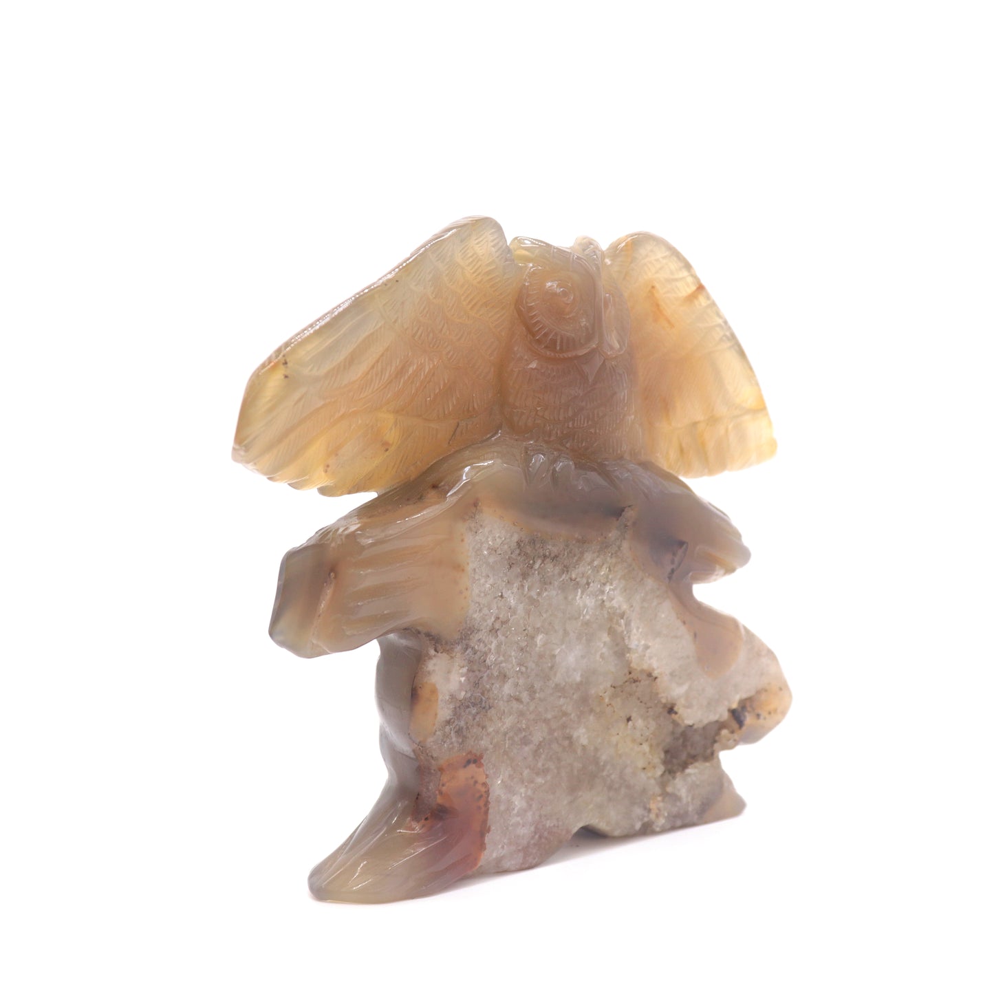 6.5" HandCarved Druzy Agate Crystal Owl Quartz Reiki Decorate Gift