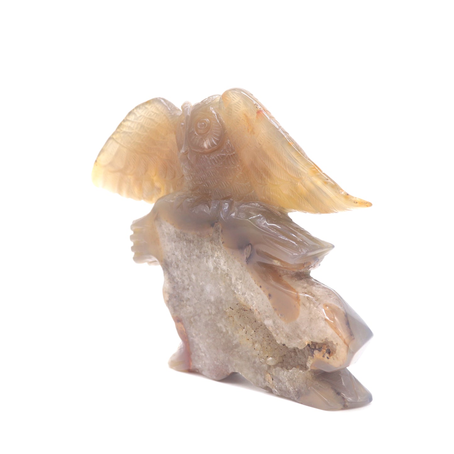 6.5" HandCarved Druzy Agate Crystal Owl Quartz Reiki Decorate Gift