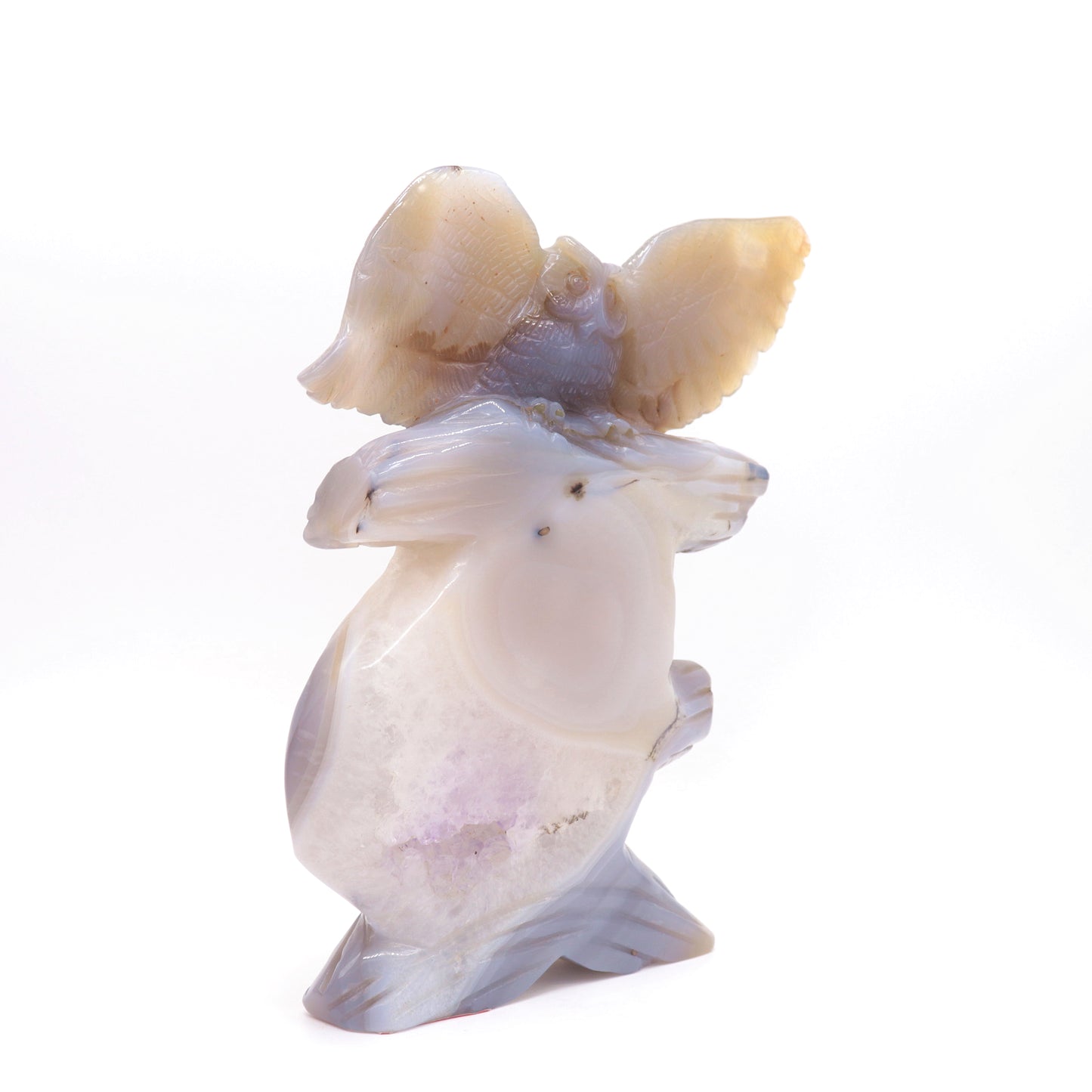 7" HandCarved Druzy Agate Owl Crystal Healing Quartz Reiki Decorate Gift