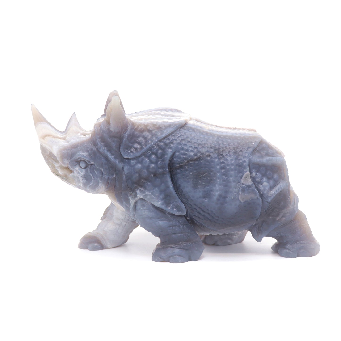 8" HandCarved Druzy agate Crystal Rhino Reiki Decorate Gift