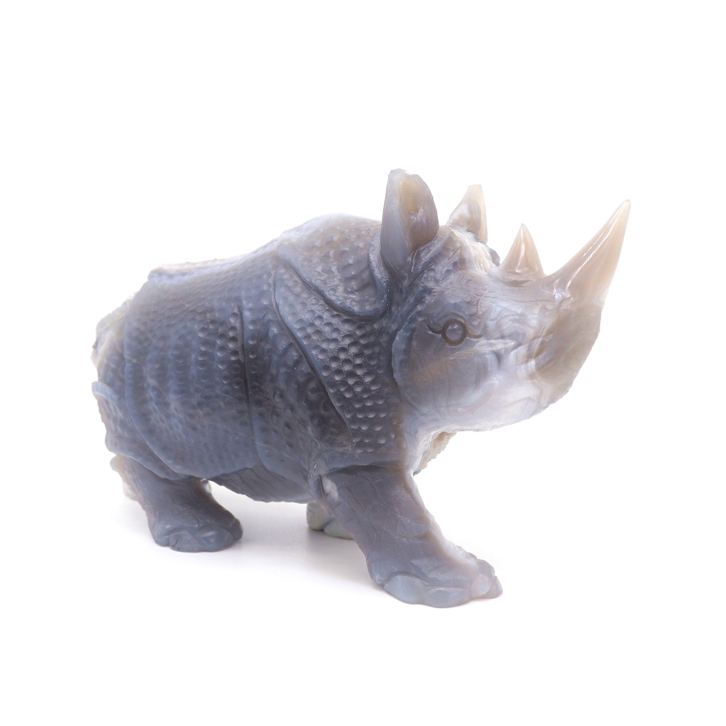 8" HandCarved Druzy agate Crystal Rhino Reiki Decorate Gift