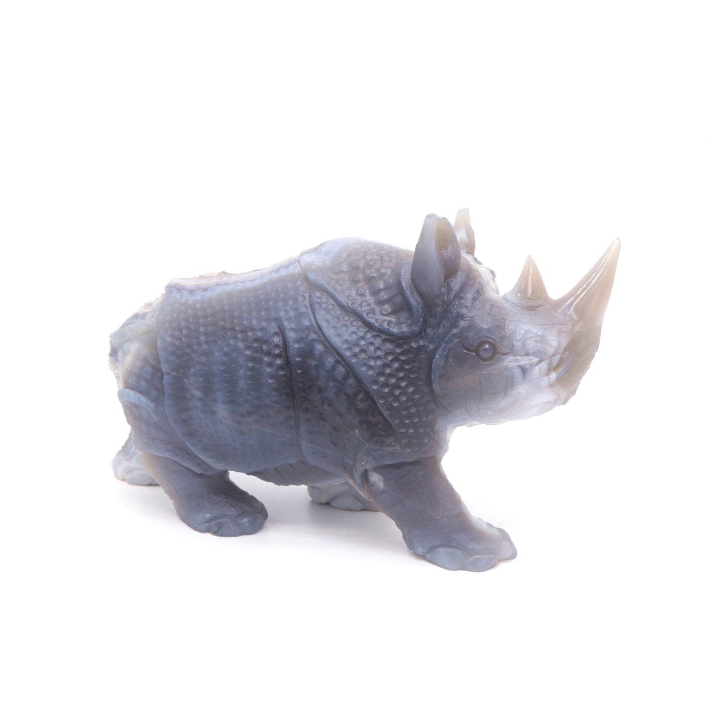 8" HandCarved Druzy agate Crystal Rhino Reiki Decorate Gift