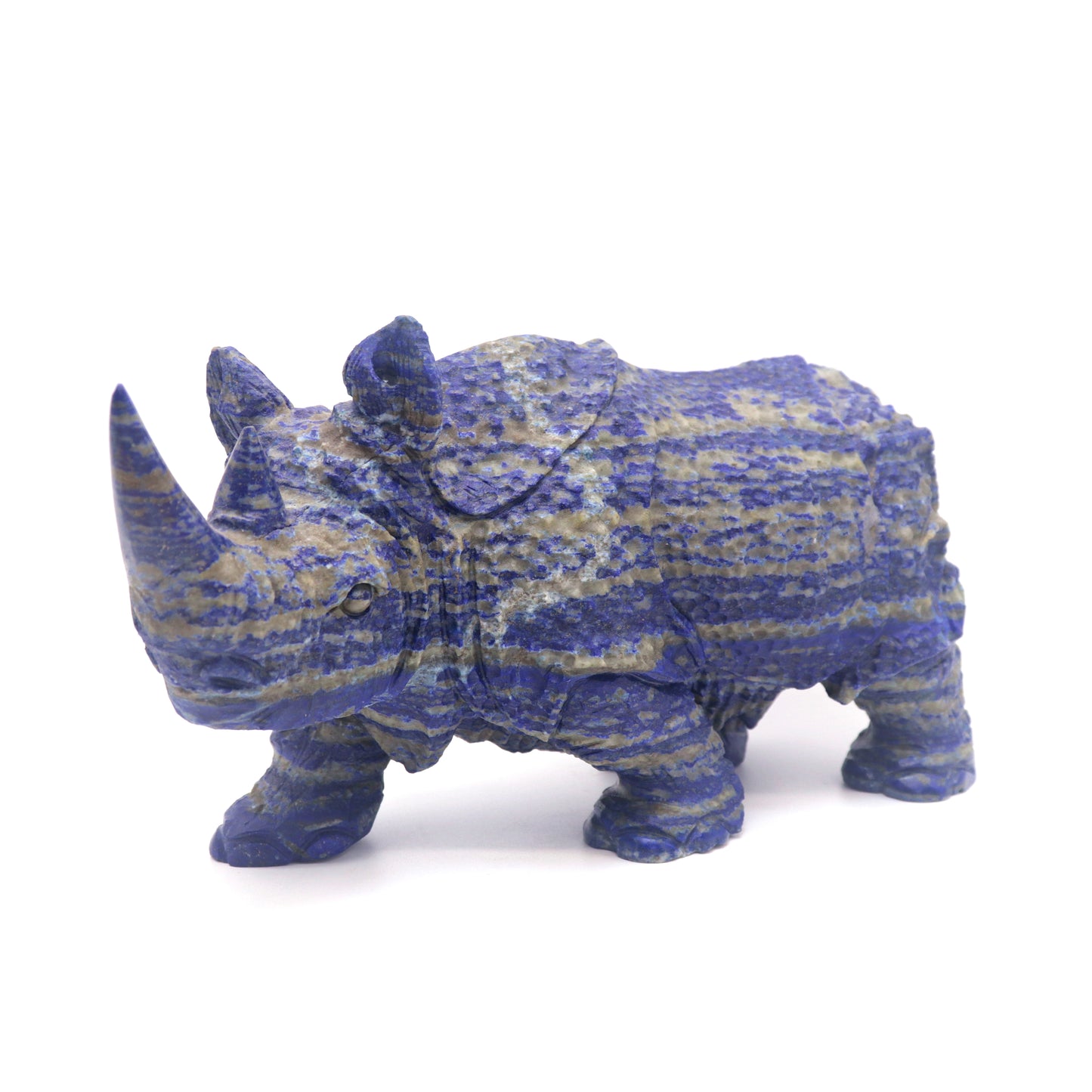 9.5" HandCarved Lapis Lazuli Rhino Crystal Healing Quartz Reiki Decorate Gift