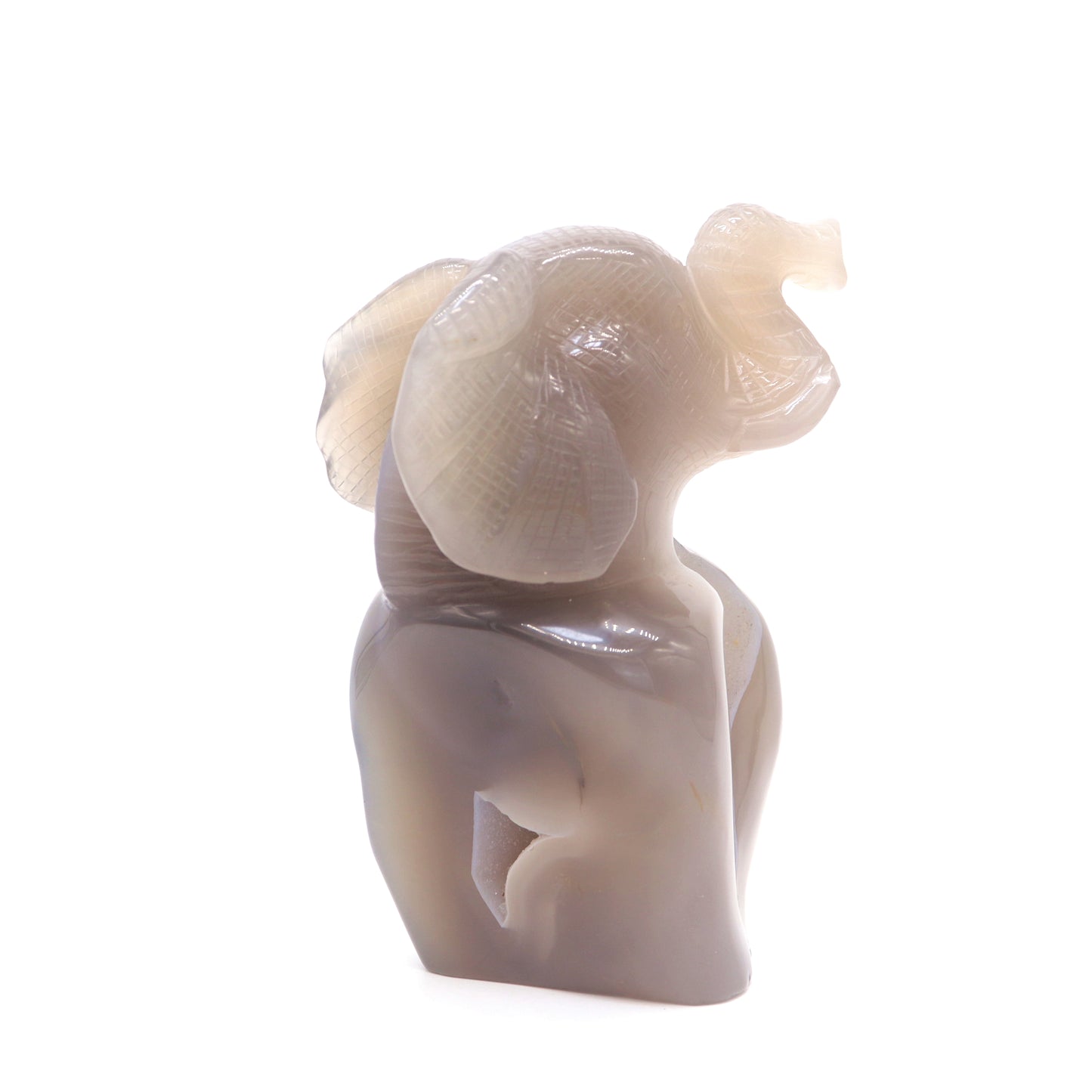 5.9" HandCarved Druzy Agate Elephant Crystal Healing Quartz Reiki Decorate Gift