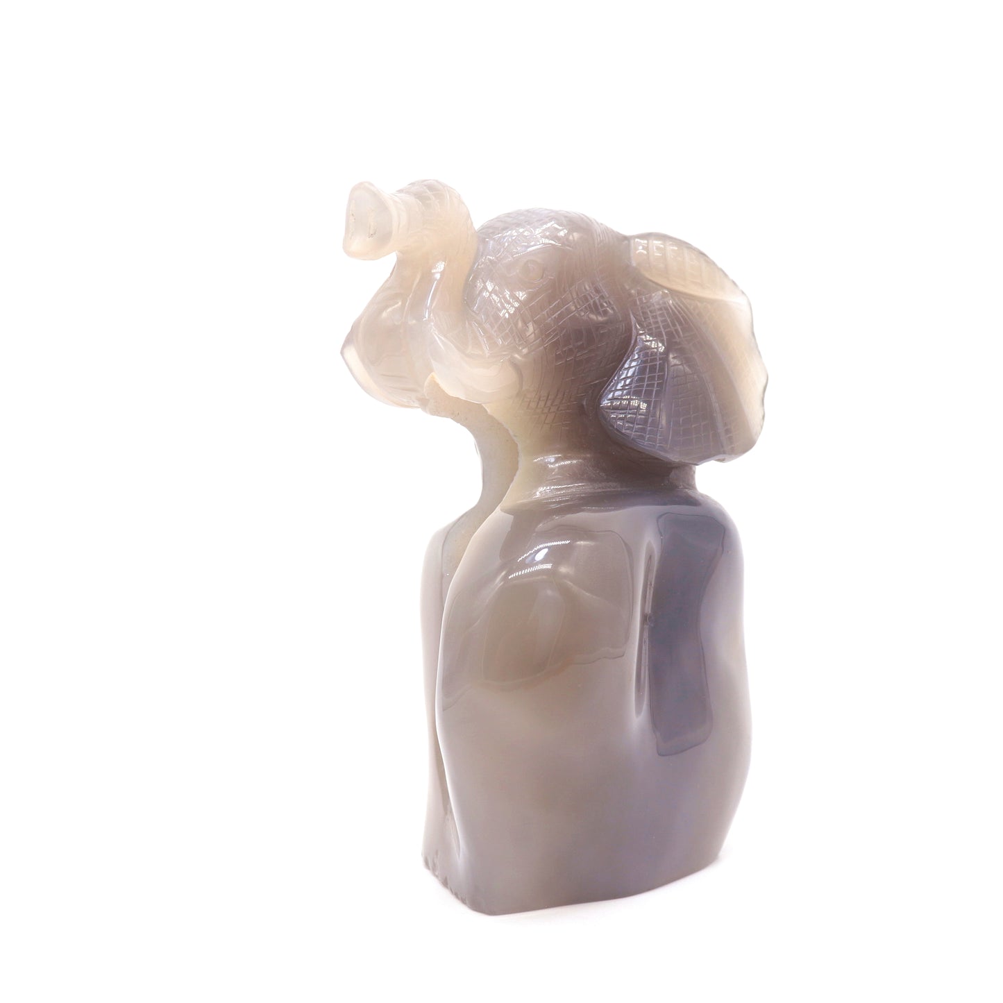5.9" HandCarved Druzy Agate Elephant Crystal Healing Quartz Reiki Decorate Gift