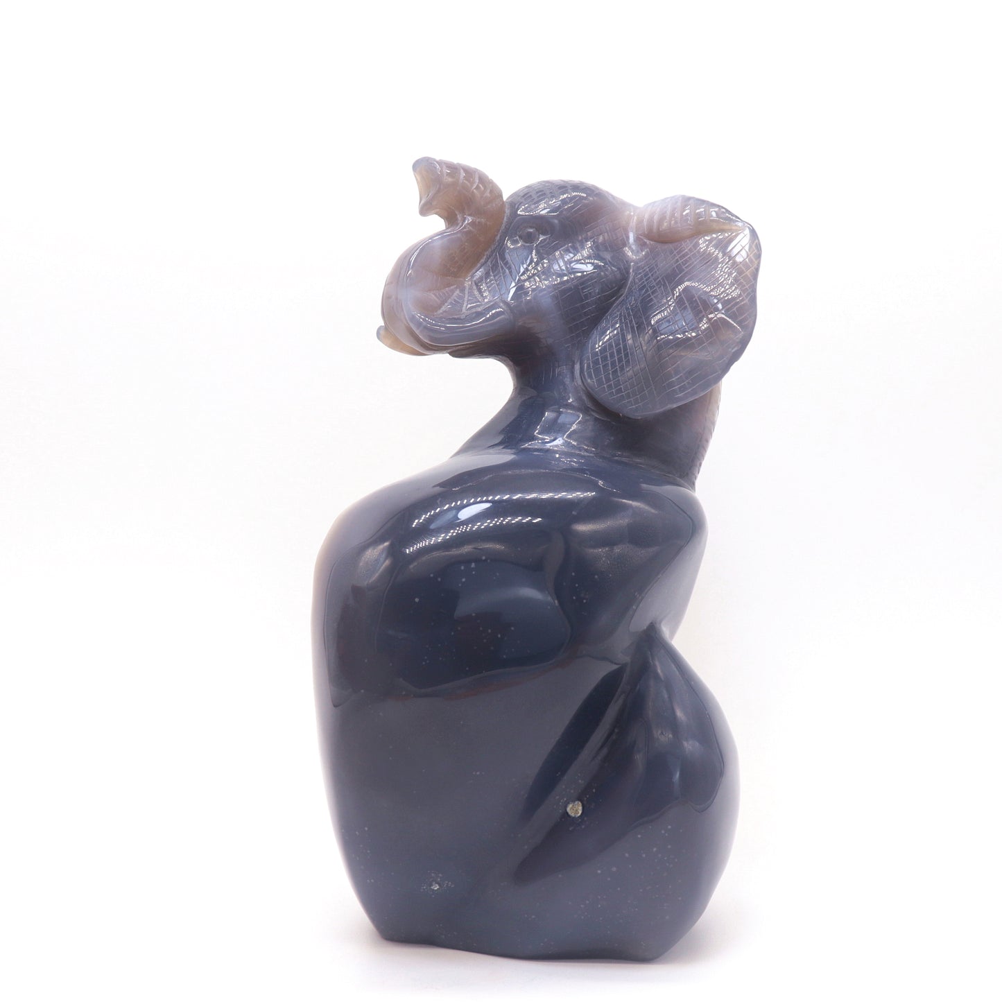 6.9" HandCarved Druzy Agate Crystal Elephant Figurine Decorate Gift