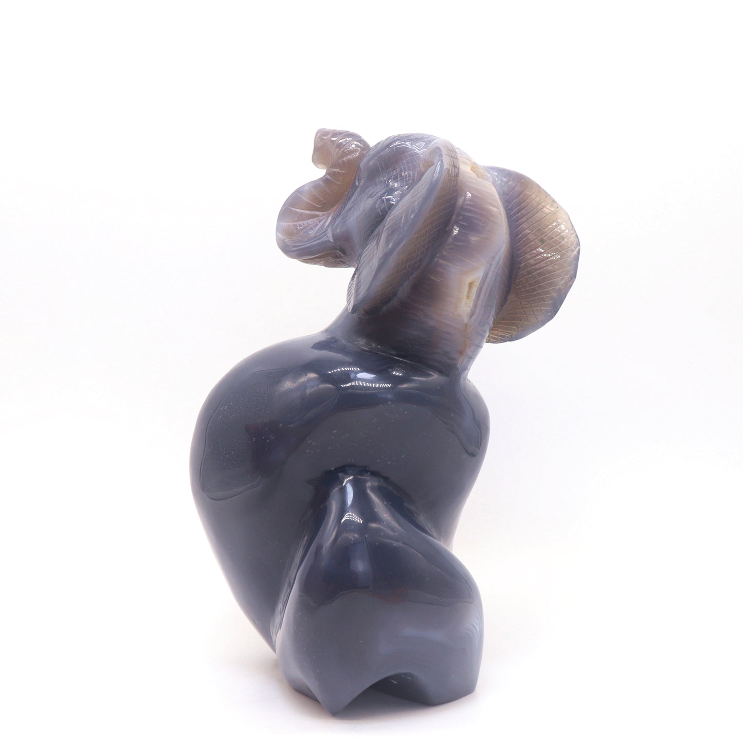 6.9" HandCarved Druzy Agate Crystal Elephant Figurine Decorate Gift
