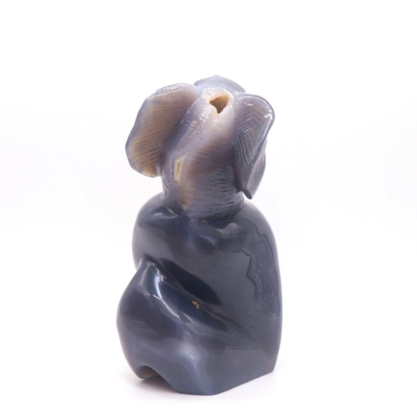 6.9" HandCarved Druzy Agate Crystal Elephant Figurine Decorate Gift