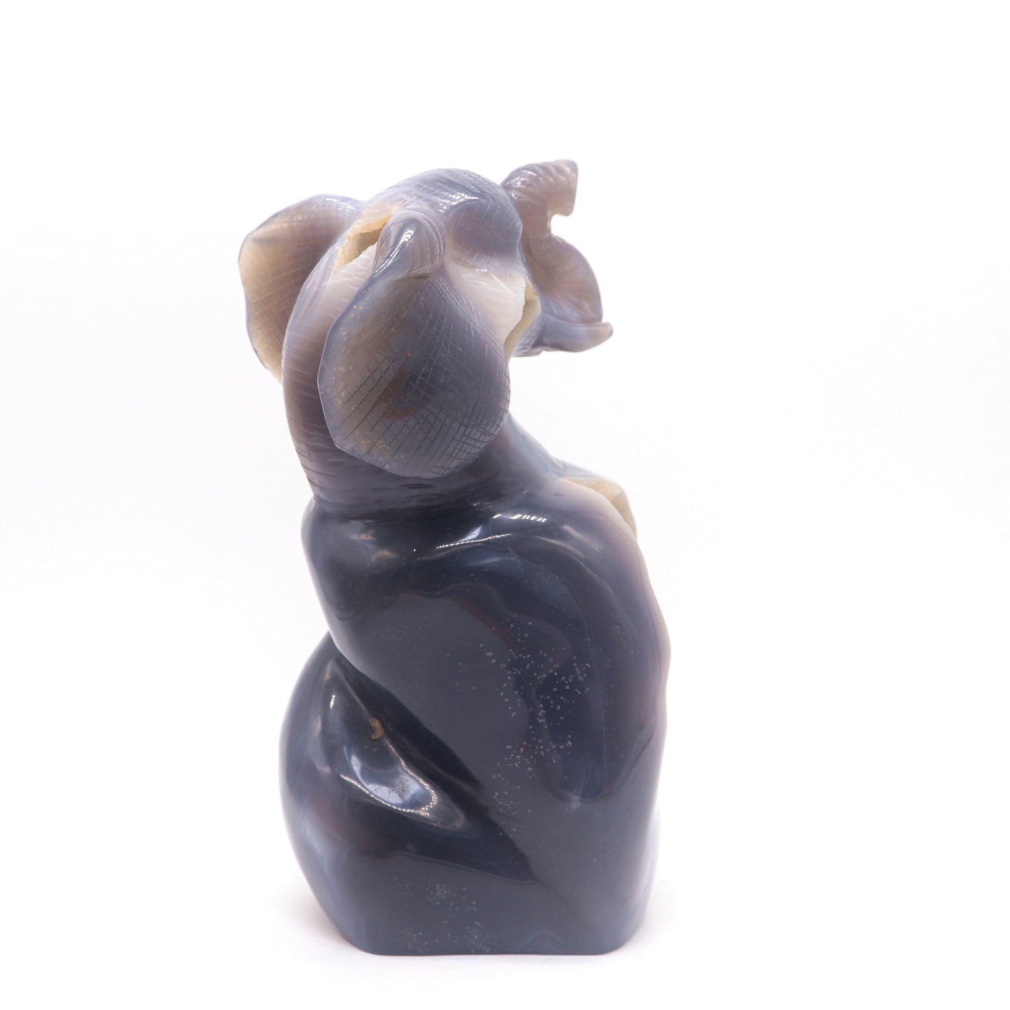 6.9" HandCarved Druzy Agate Crystal Elephant Figurine Decorate Gift
