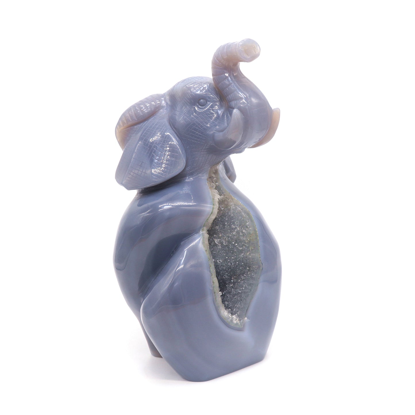 7.5" HandCarved Druzy Agate Crystal Elephant Figurine Decorate Gift