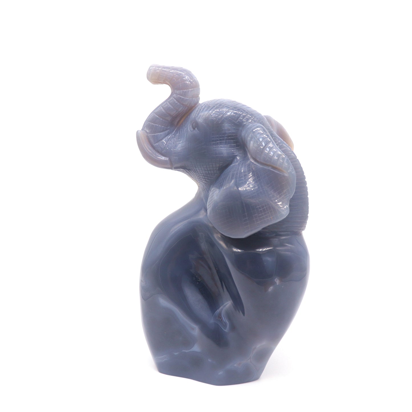 7.5" HandCarved Druzy Agate Crystal Elephant Figurine Decorate Gift