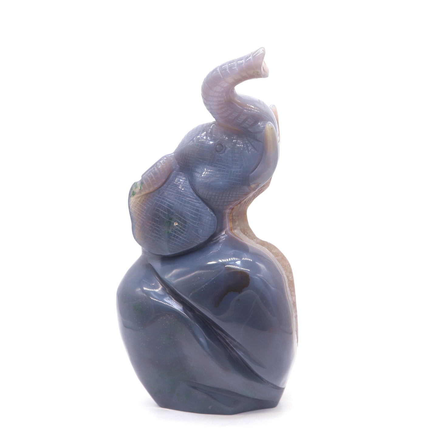 8.1" HandCarved Druzy Agate Crystal Elephant Figurine Decorate Gift