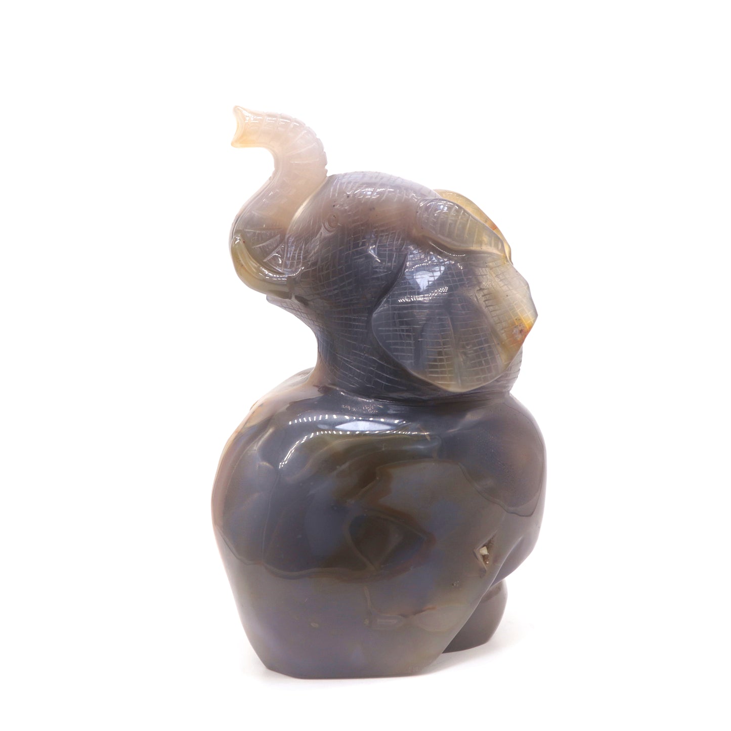 7.1" HandCarved Druzy Agate Crystal Elephant Figurine Decorate Gift