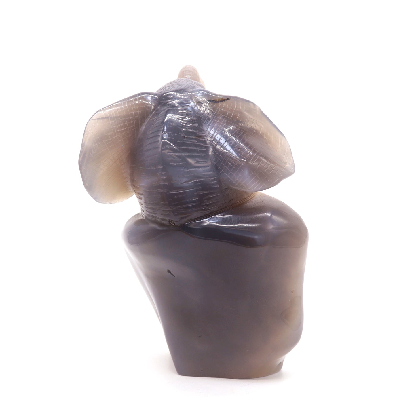 6.5" HandCarved Druzy Agate Crystal Elephant Figurine Gift