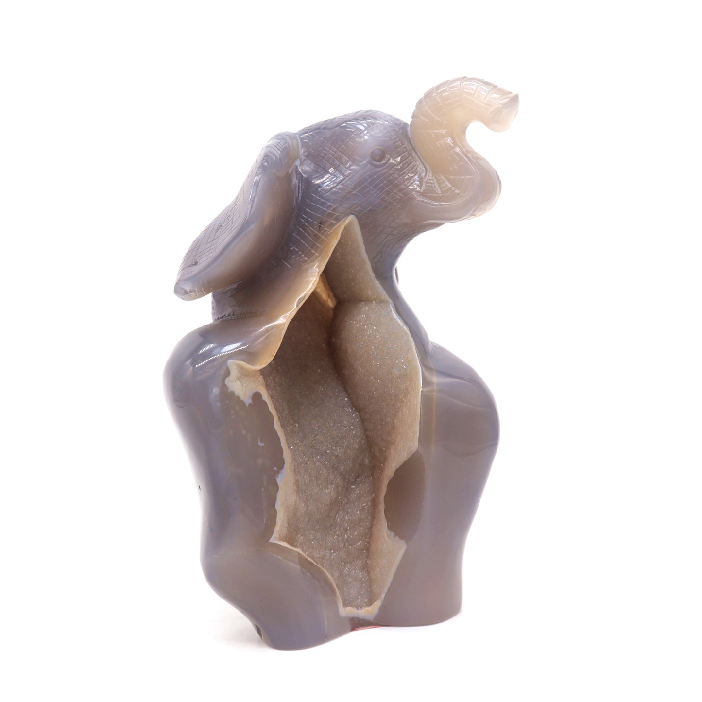 6.5" HandCarved Druzy Agate Crystal Elephant Figurine Gift