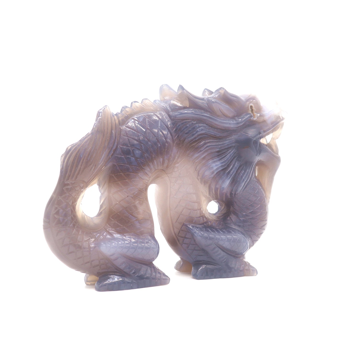 6" HandCarved Druzy Agate Crystal Dragon Figurine