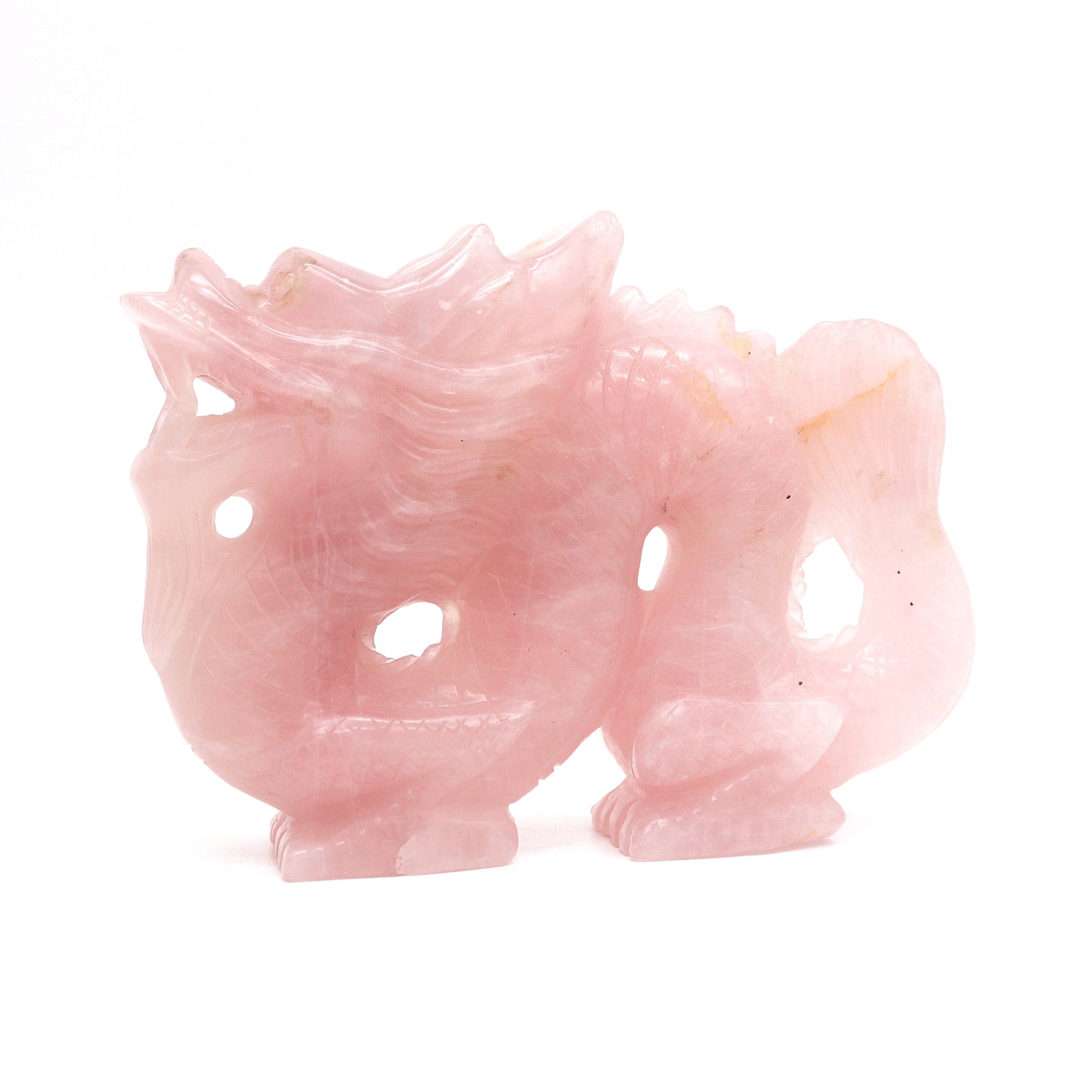 6" HandCarved Rose Quartz Chinese Dragon Crystal Healing Quartz Reiki