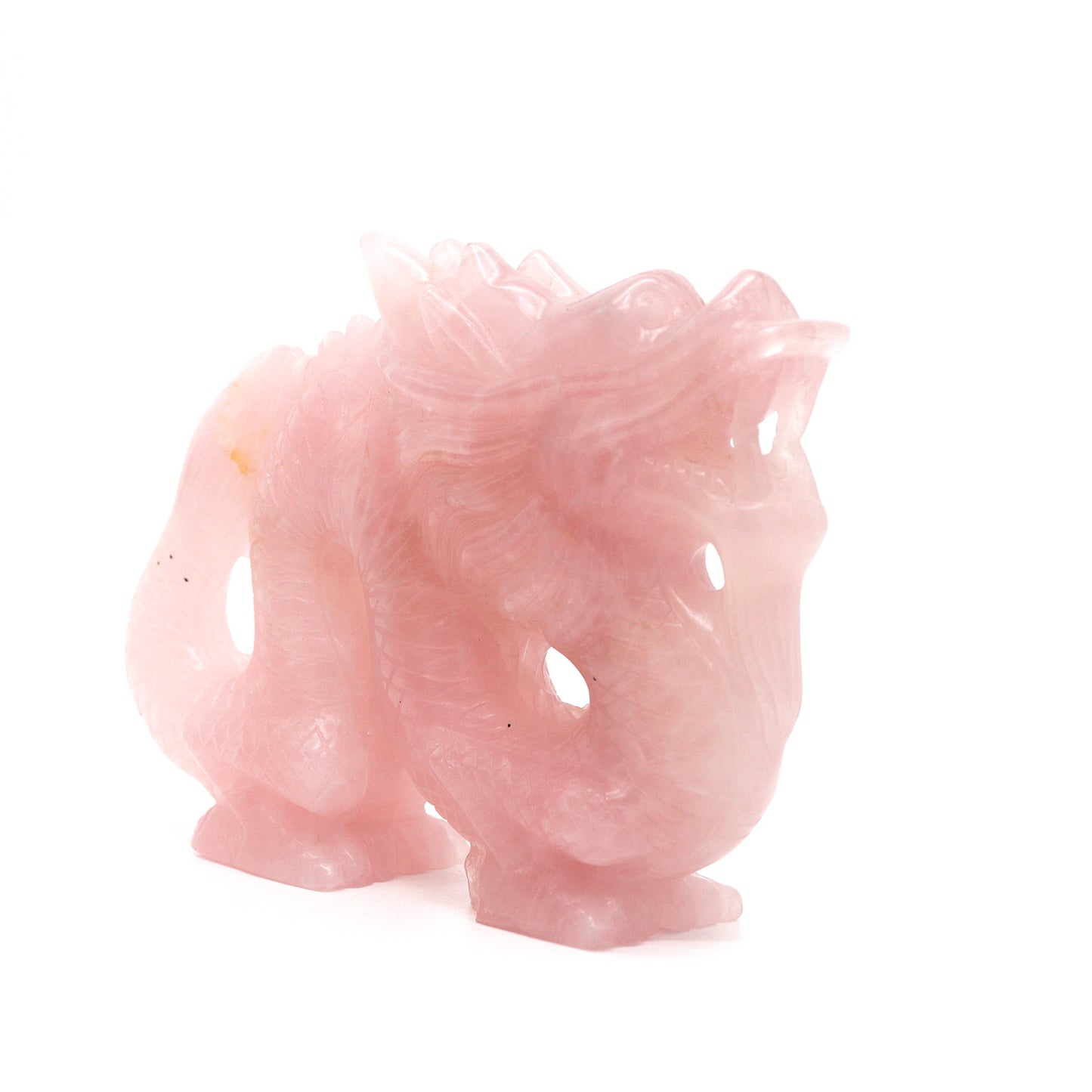 6" HandCarved Rose Quartz Chinese Dragon Crystal Healing Quartz Reiki