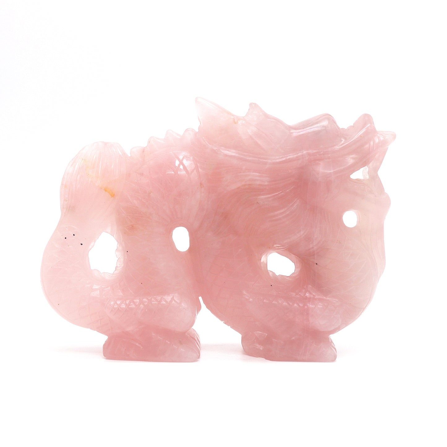 6" HandCarved Rose Quartz Chinese Dragon Crystal Healing Quartz Reiki