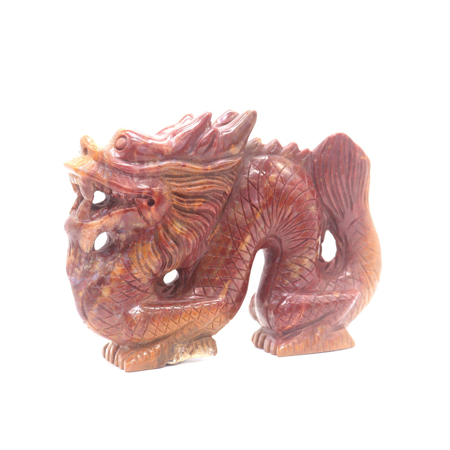 6" HandCarved Ocean Jasper Chinese Dragon Crystal Healing Quartz Reiki