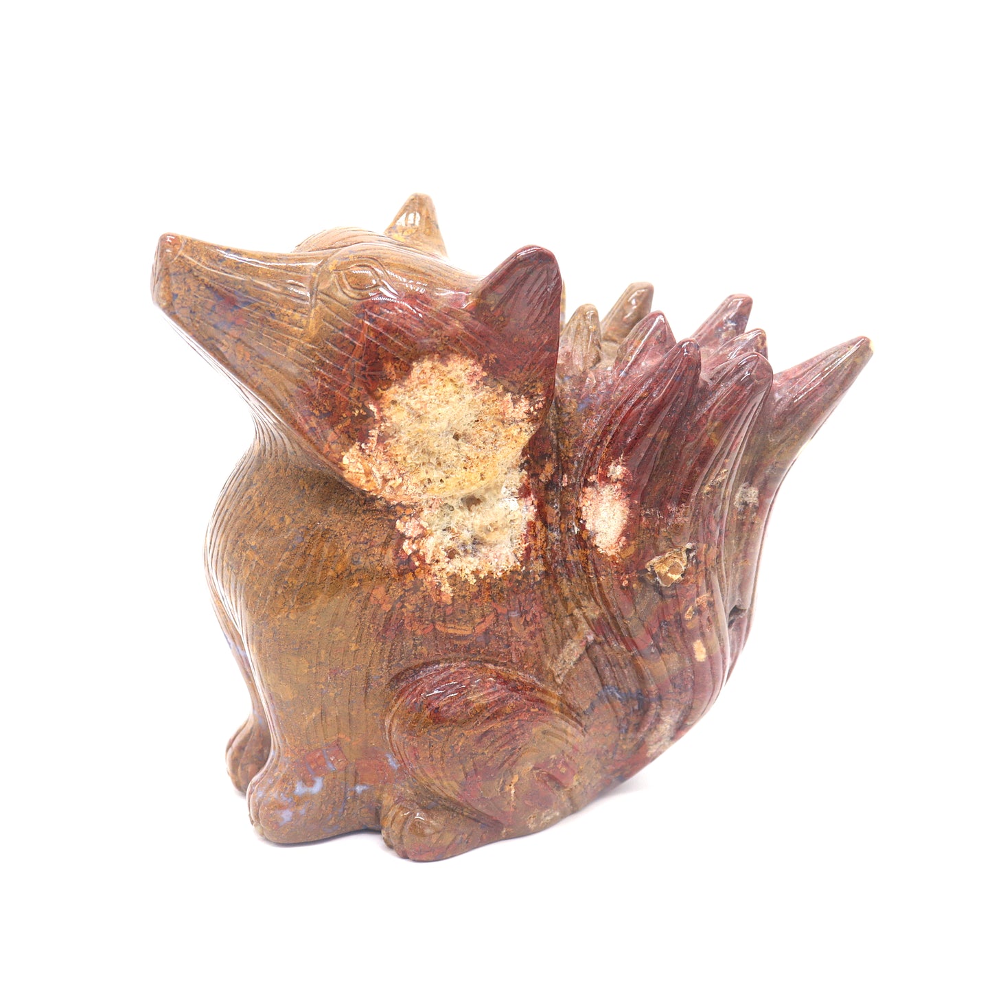 2.5lb HandCarved Ocean Jasper Nine Tail Fox Crystal Healing Quartz Reiki