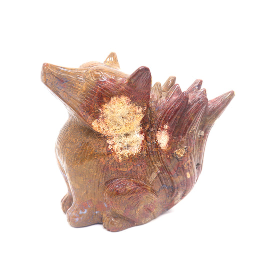 2.5lb HandCarved Ocean Jasper Nine Tail Fox Crystal Healing Quartz Reiki