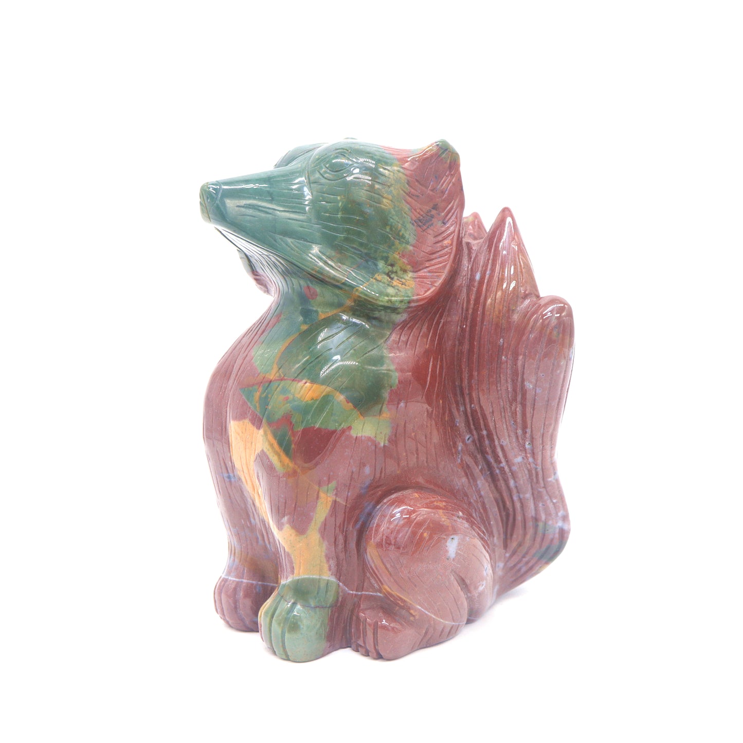 2.3lb HandCarved Ocean Jasper Crystal Nine Tail Fox Figurine