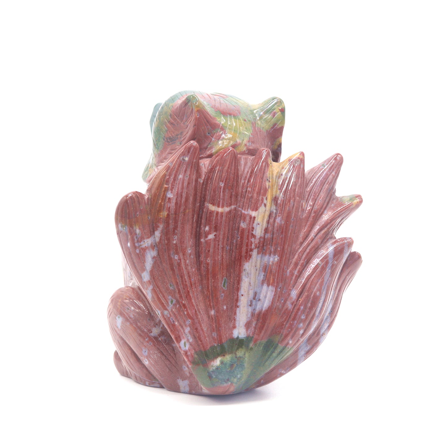 2.3lb HandCarved Ocean Jasper Crystal Nine Tail Fox Figurine