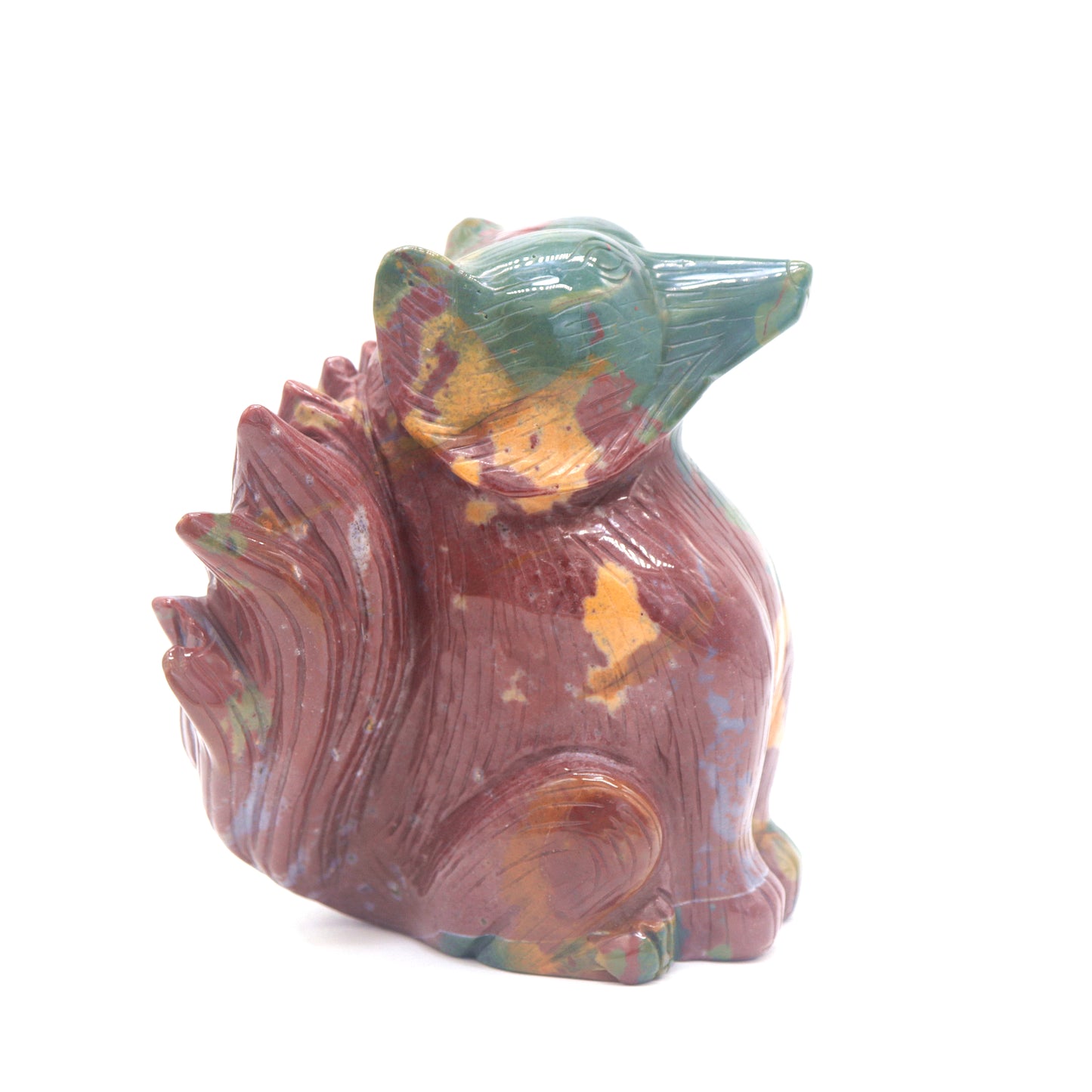 2.3lb HandCarved Ocean Jasper Crystal Nine Tail Fox Figurine