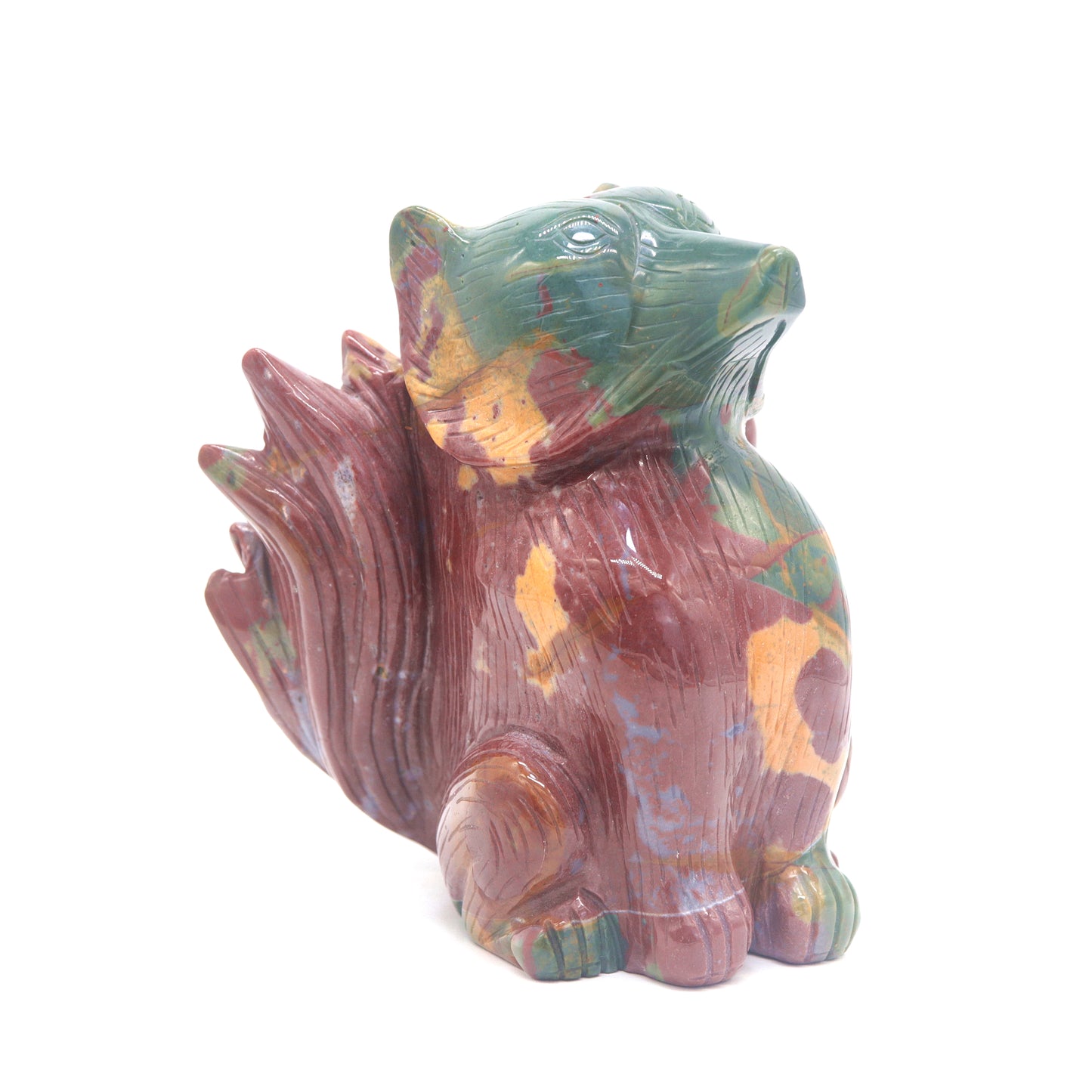 2.3lb HandCarved Ocean Jasper Crystal Nine Tail Fox Figurine