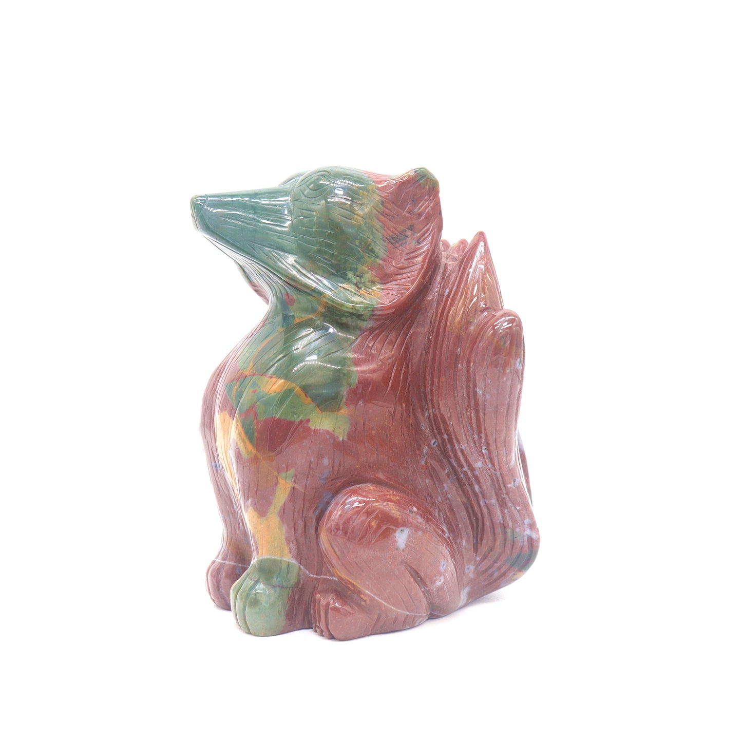 2.3lb HandCarved Ocean Jasper Crystal Nine Tail Fox Figurine