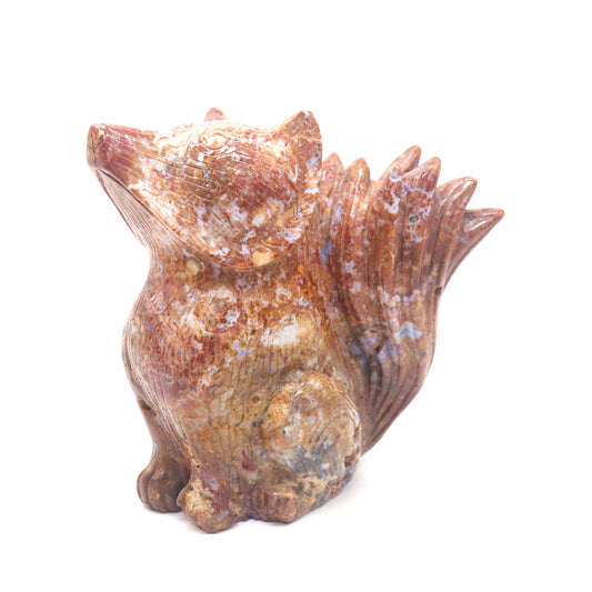 2.5lb HandCarved Ocean Jasper Nine Tail Fox Crystal Healing Quartz Reiki