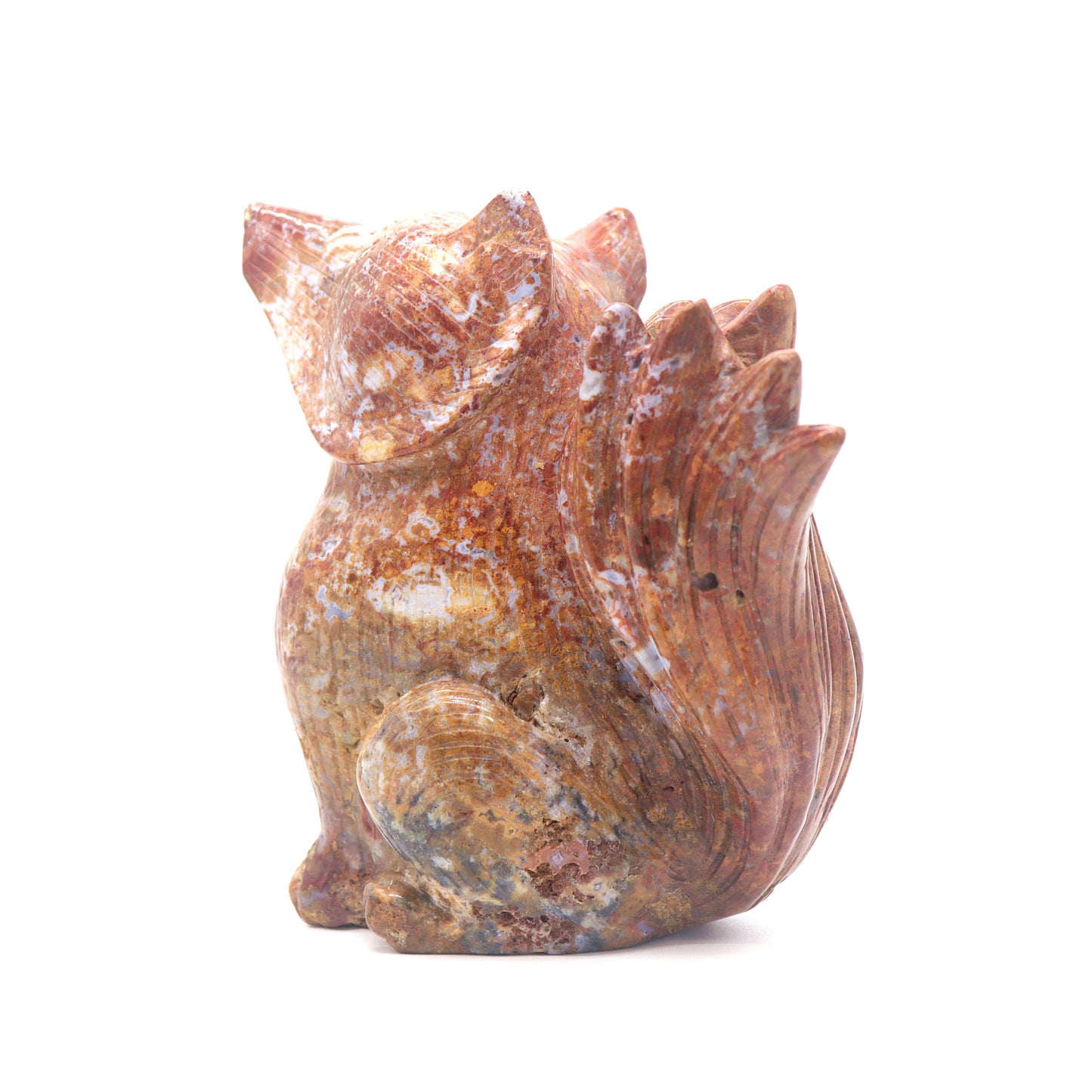 2.5lb HandCarved Ocean Jasper Nine Tail Fox Crystal Healing Quartz Reiki