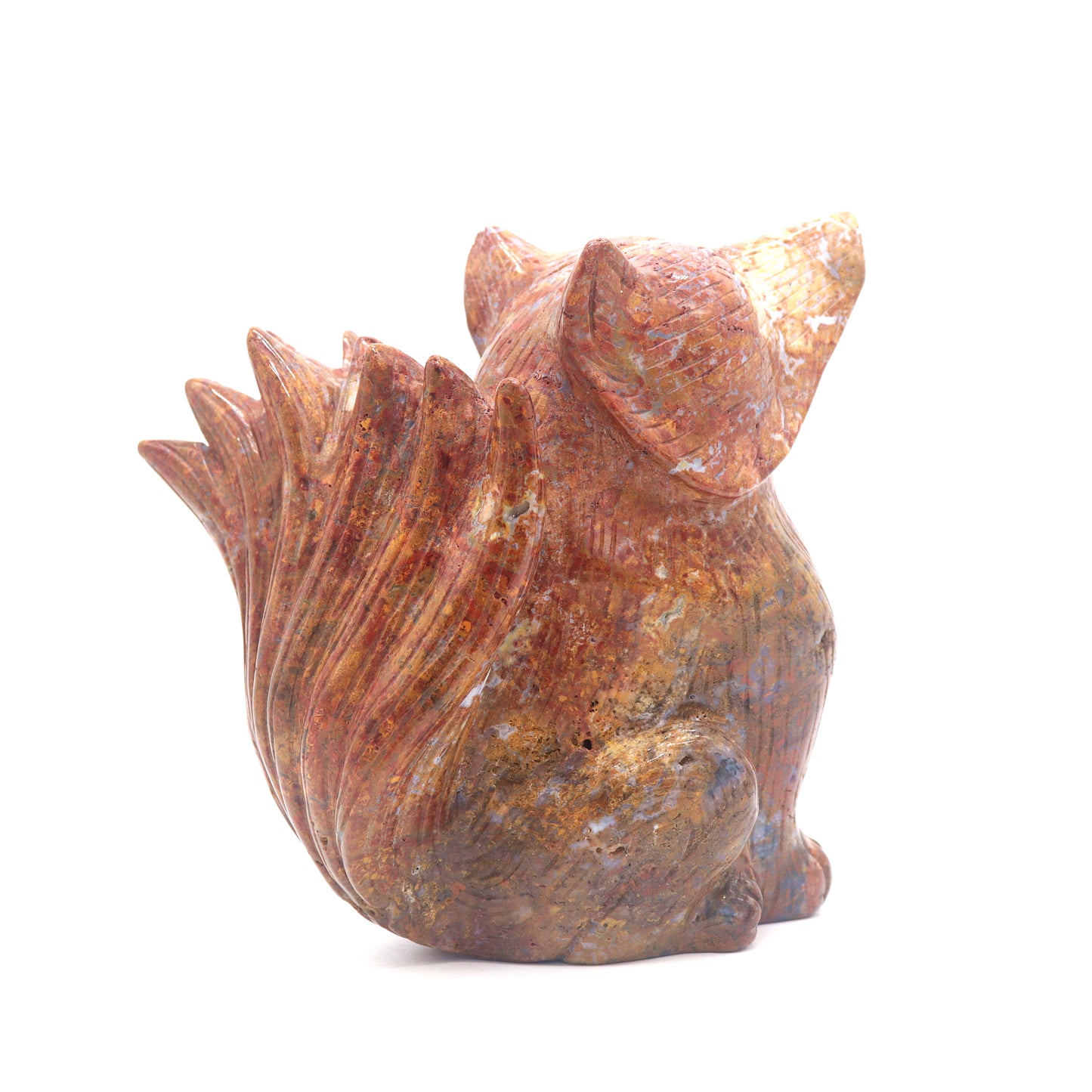 2.5lb HandCarved Ocean Jasper Nine Tail Fox Crystal Healing Quartz Reiki