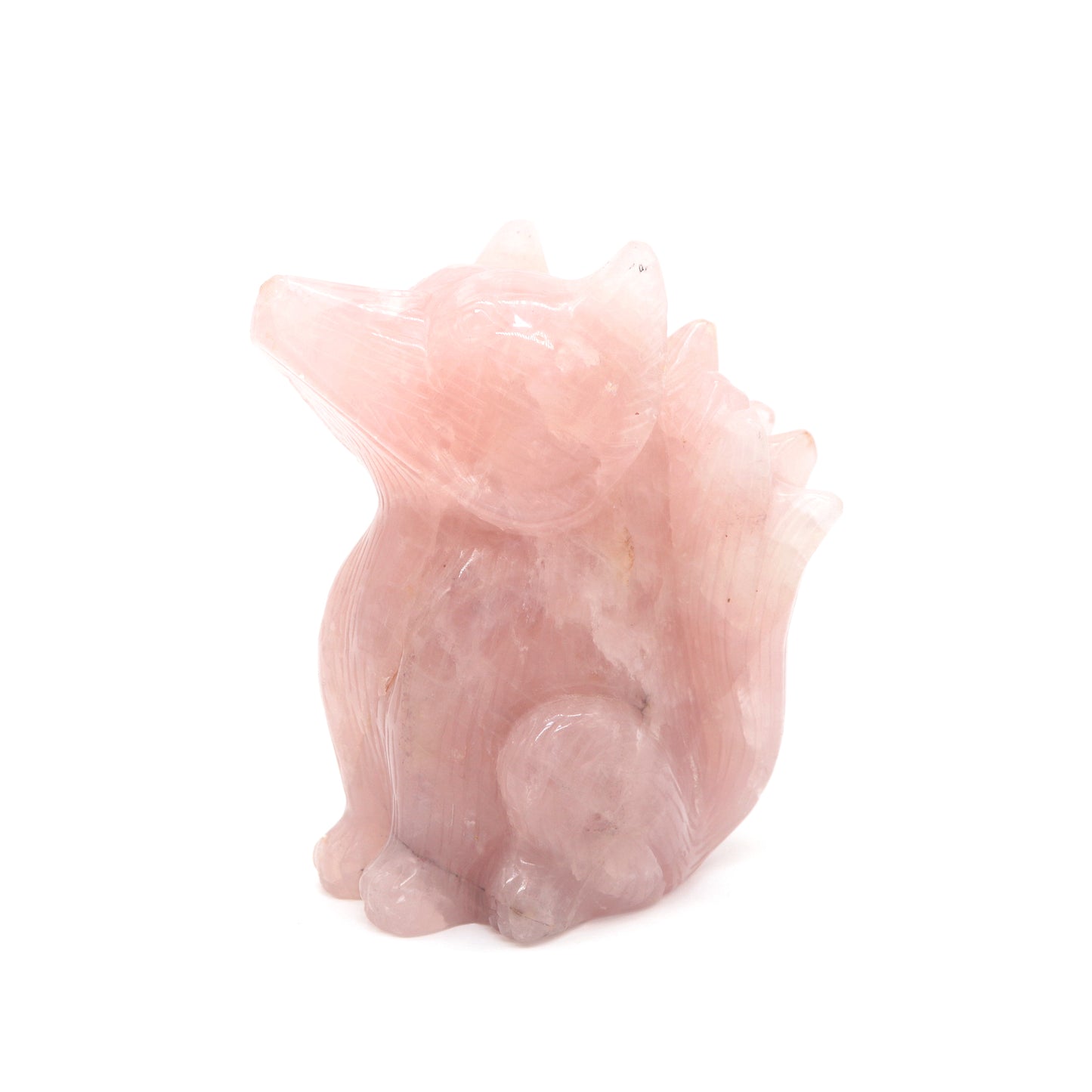 2.4lb HandCarved Rose Quartz Nine Tail Fox Crystal Healing Quartz Reiki